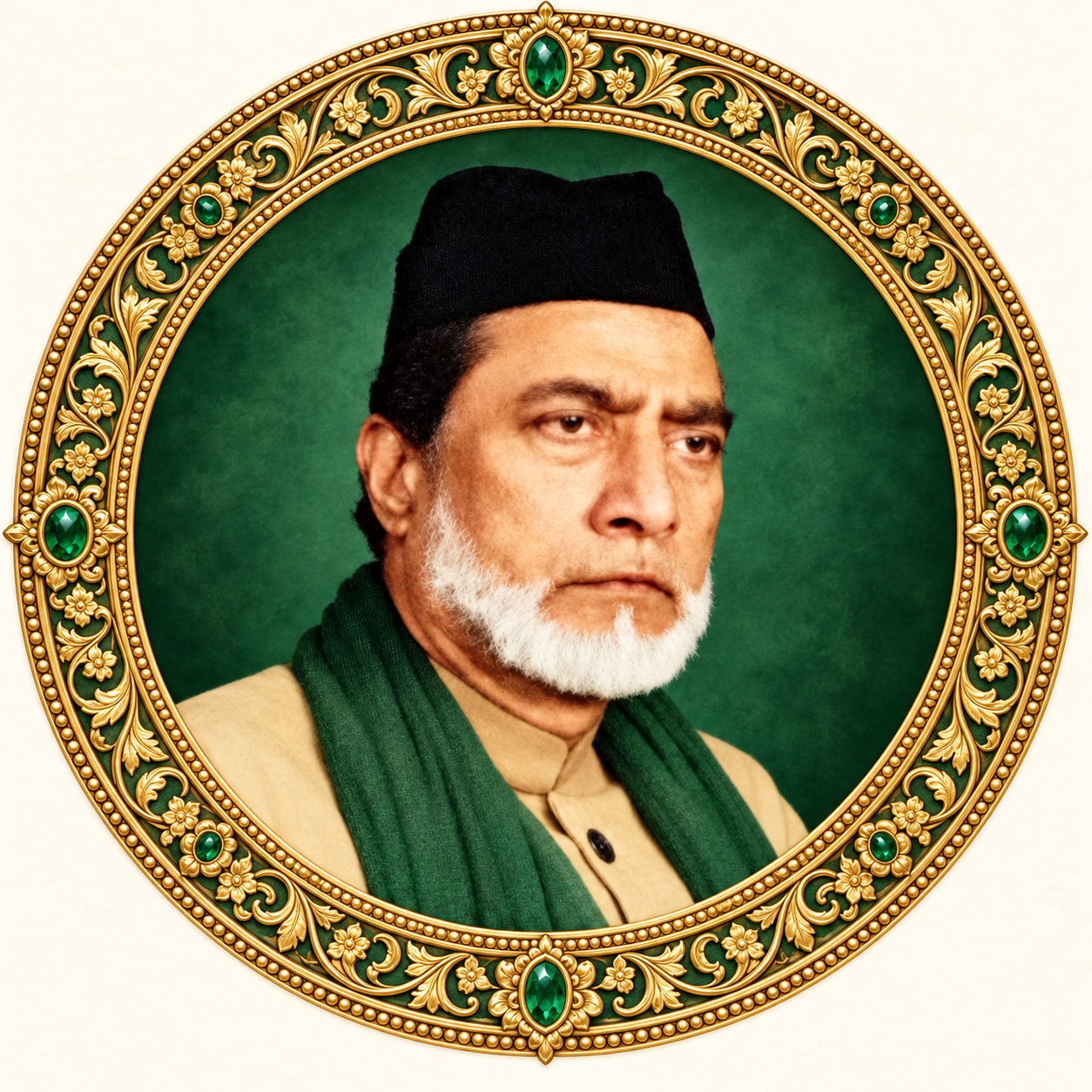 AI-enhanced portrait of Late Hazrat Haji Peer Syed Aftab Ahmed Chishty Niazi